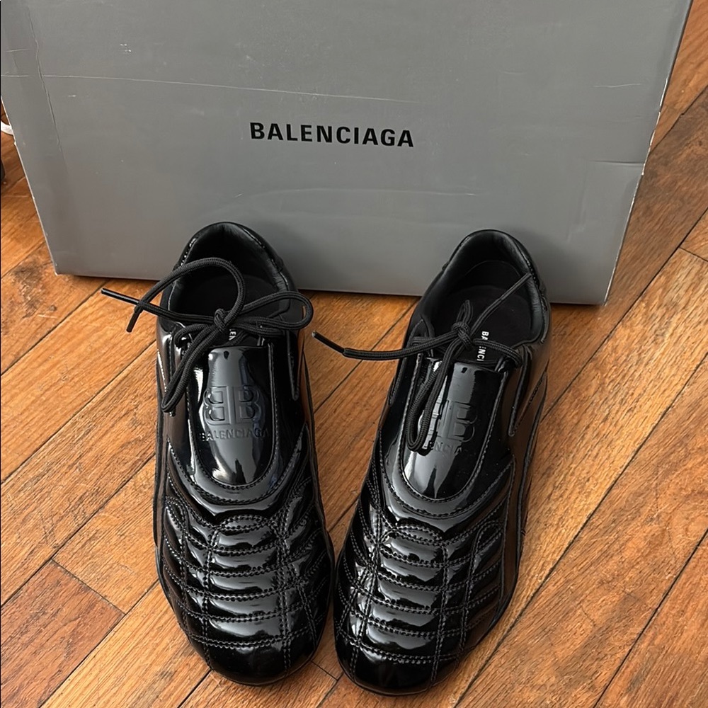 Authentic Balenciaga Zen Patent Leather Black Sneakers